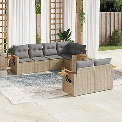 vidaXL Salon de jardin avec coussins 7 pcs gris résine tressée 