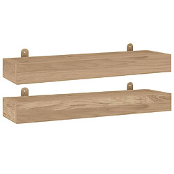 Maison Chic Lot de 2 Étagères murales,Étagère Rangement flottate 60x15x6 cm bois de teck massif -MN31540