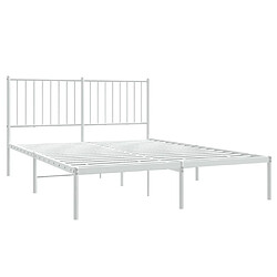 Acheter Maison Chic Lit adulte - Cadre de lit métal avec tête de lit pour chambre blanc 135x190 cm -MN26002