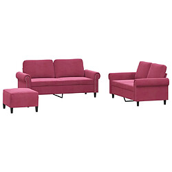 vidaXL Ensemble de canapés 3 pcs avec coussins Rouge bordeaux Velours