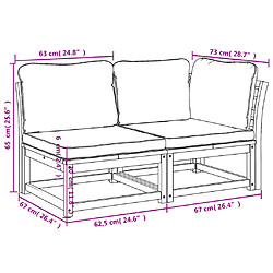 vidaXL Salon de jardin 2 pcs avec coussins bois massif d'acacia pas cher