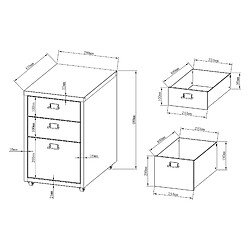 Helloshop26 Caisson de bureau meuble de rangement pour documents dossiers fournitures de bureau à roulettes acier 48 x 28 x 41 cm blanc mat 03_0006331