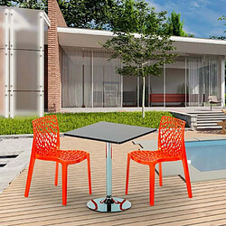 Grand Soleil Table Noir et 2 Chaises Colorées Polypro