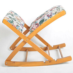 Decoshop26 Tabouret / repose-pieds jambes balançoire réglable en bois massif tissu avec motif floral TABO05009