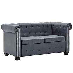 vidaXL Canapé Chesterfield à 2 places Faux cuir suédé Gris