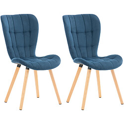 Decoshop26 Lot de 2 chaises de salle à manger dossier haut coutures décoratives assise en tissu bleu 10_0001650 