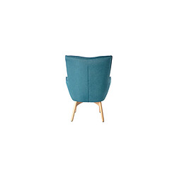 Acheter Miliboo Fauteuil design scandinave et son repose pied bleu canard et bois clair BRISTOL