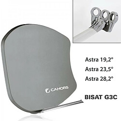 Antenne Parabole Multisatellite - Cahors SMC Bisat - 3 sorties sans LNB, Gain 37,5 dB, Astra 19,2°, Astra 23,5°, Astra 28,2°