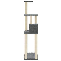 Arbre à chat avec griffoirs,niche pour chat en sisal Gris foncé 147 cm -MN58107 pas cher