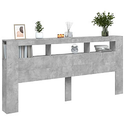 Maison Chic Tête de lit scandinave à LED,meuble de chambre gris béton 220x18,5x103,5cm bois d'ingénierie -MN96667 pas cher