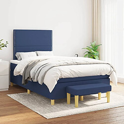 Avis Maison Chic Lit adulte- Lit + matelas,Sommier à lattes de lit avec matelas bleu 120x190 cm tissu -GKD88177