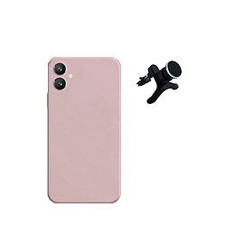 SuppOrt Magnétique renforcé de kit + couvercle de silicone liquide Phonecare pour Samsung Galaxy A05 - rose 