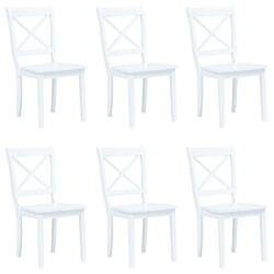 vidaXL Chaises à manger lot de 6 blanc bois d'hévéa massif