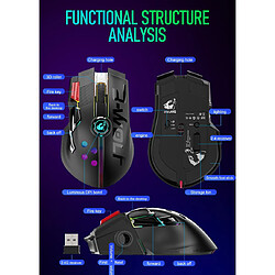 Universal Souris sans fil 2.4GHz Type-C avec connexion filaire Souris programmée RGB 12000dpi Souris rétroéclairée LED Souris ergonomique pour gaming Ordinateur portable pas cher