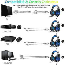 Chrono Casque PS4 Gaming, Casque Gamer Xbox One avec Micro Anti Bruit Casque Gaming RGB LED Lampe Stéréo Basse Microphone Réglable avec Micro 3.5mm Jack pour PC Laptop Tablette Smartphone pas cher