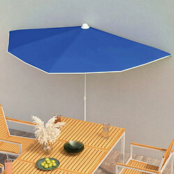 vidaXL Demi-parasol de jardin avec mât 180x90 cm bleu azuré 