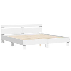 Maison Chic Cadre/structure de lit avec tête de lit pour adulte - Lit Moderne Chambre blanc 160x200cm bois d'ingénierie -MN28883