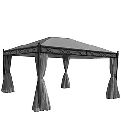 Decoshop26 Pergola pavillon gazebo de jardin cadre stable de 7cm avec paroi latérale + moustiquaire gris 4x3m 04_0004090 