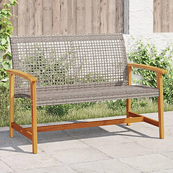 Maison Chic Banc de jardin | Banquette de jardin | Chaise Relax gris 112 cm résine tressée et bois d'acacia -MN67870