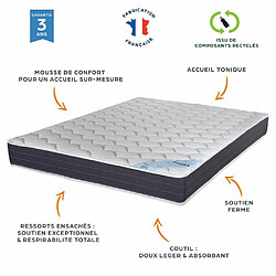 Ebac Matelas 120x190 Rhodes - Ressorts ensachés - Hauteur 24 cm - Soutien ferme