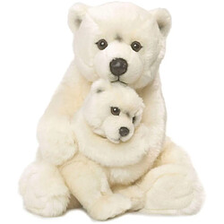 WWF peluche Maman Ours Polaire et Bébé de 28 cm blanc