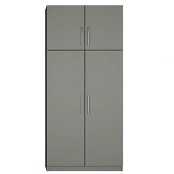 Inside 75 Armoire de rangement 2 tringles penderie 4 portes largeur 100 cm coloris gris graphite mat