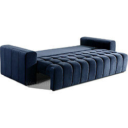 Acheter VENESETTI Canapé 3 places convertible et espace de rangement - bleu - en tissu velours de qualité luxe, LAZIO