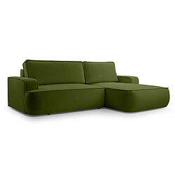 Bestmobilier Nessino - canapé d'angle droit 4 places - convertible avec coffre - en tissu texturé Nessino - canapé d'angle droit 4 places - convertible avec coffre - en tissu texturé - Vert