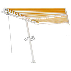 Avis Maison Chic Auvent automatique | Store banne extérieur | Marquise capteur de vent/LED 350x250cm Jaune et blanc -MN98799