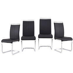 Sweiko Piétement luge en métal chromé Rembourrage souple avec housse en similicuir Noir Set 4 pcs