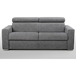 Avis Vente-Unique Canapé 3 places convertible express en tissu gris - Couchage à lattes larges 140 cm - Matelas 18 cm VIZIR