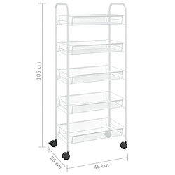 vidaXL Chariot de cuisine à 5 niveaux Blanc 46x26x105 cm Fer pas cher