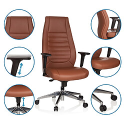 Avis Chaise de bureau / fauteuil de bureau VITORO cuir synthétique marron hjh OFFICE