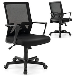 Helloshop26 Chaise de bureau ergonomique chaise de travail avec dossier à bascule pivotante en maille avec accoudoirs pour chambre bureau noir 20_0004839