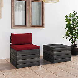 Maison Chic Salon palette de jardin 2 pcs avec coussins,Table et Chaises d'extérieur,Mobilier de jardin Bois de pin massif -MN51292