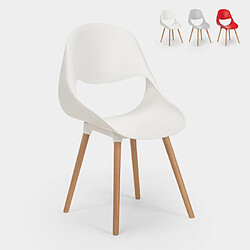 Ahd Amazing Home Design Chaises en polypropylène et en bois pour cuisine et bar au design moderne Shell, Couleur: Blanc