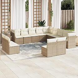 Maison Chic Salon de jardin avec coussins 13 pcs | Ensemble de Table et chaises | Mobilier d'Extérieur beige résine tressée -GKD31269