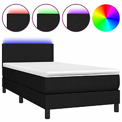 Sommier à lattes LED,Cadre à lattes de lit avec matelas pour Adulte Noir 100x200 cm Tissu -MN30900