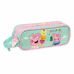 Trousse Fourre-Tout Double Peppa Pig Ice cream Rose Menthe 21 x 8 x 6 cm 