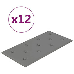 vidaXL Panneaux muraux 12 pcs Gris 60x30 cm Similicuir 2,16 m²