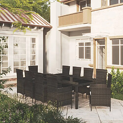 Maison Chic Salon de jardin 11 pcs avec coussins, Ensemble Tables et chaises d'extérieur résine tressée noir -GKD837386