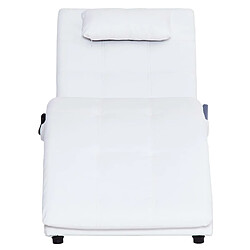 Acheter vidaXL Chaise longue de massage avec oreiller Blanc Similicuir