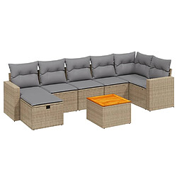 vidaXL Salon de jardin avec coussins 8pcs mélange beige résine tressée