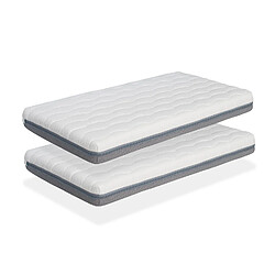 Dormalit LOT X2 Matelas mousse à mémoire 90X140 KALA, Epaisseur 14 CM, Ergonomique et respirant