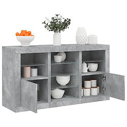 Maison Chic Commode Buffet - Meuble de rangement avec lumières LED gris béton 123x37x67 cm -GKD33940