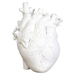 Coeur Fleur Vases Planteurs Décoratifs pour La Maison Décor 2x Vase Coeur Anatomique Résine Statue Pot de Fleur Ornement Blanc 13x9x17CM