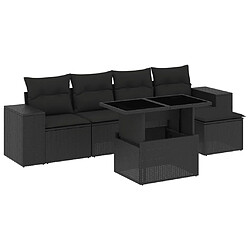 vidaXL Salon de jardin 6 pcs avec coussins noir résine tressée