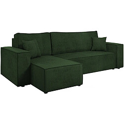 Palozi Sofa Canapé d'angle convertible en velours côtelé Karl - 3 places - Vert