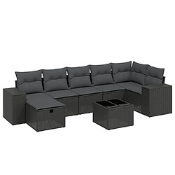 vidaXL Salon de jardin 8 pcs avec coussins noir résine tressée