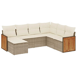 vidaXL Salon de jardin avec coussins 7 pcs beige résine tressée